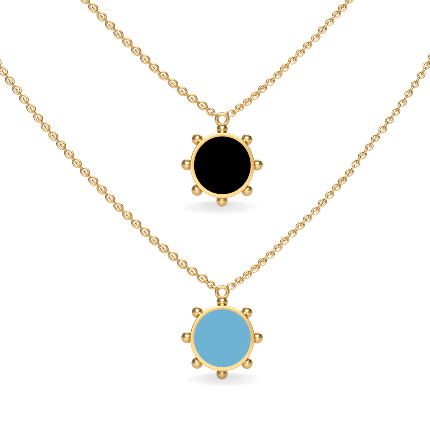 Orbit Single Motif Reversible Necklace in Black Night | 18K Gold