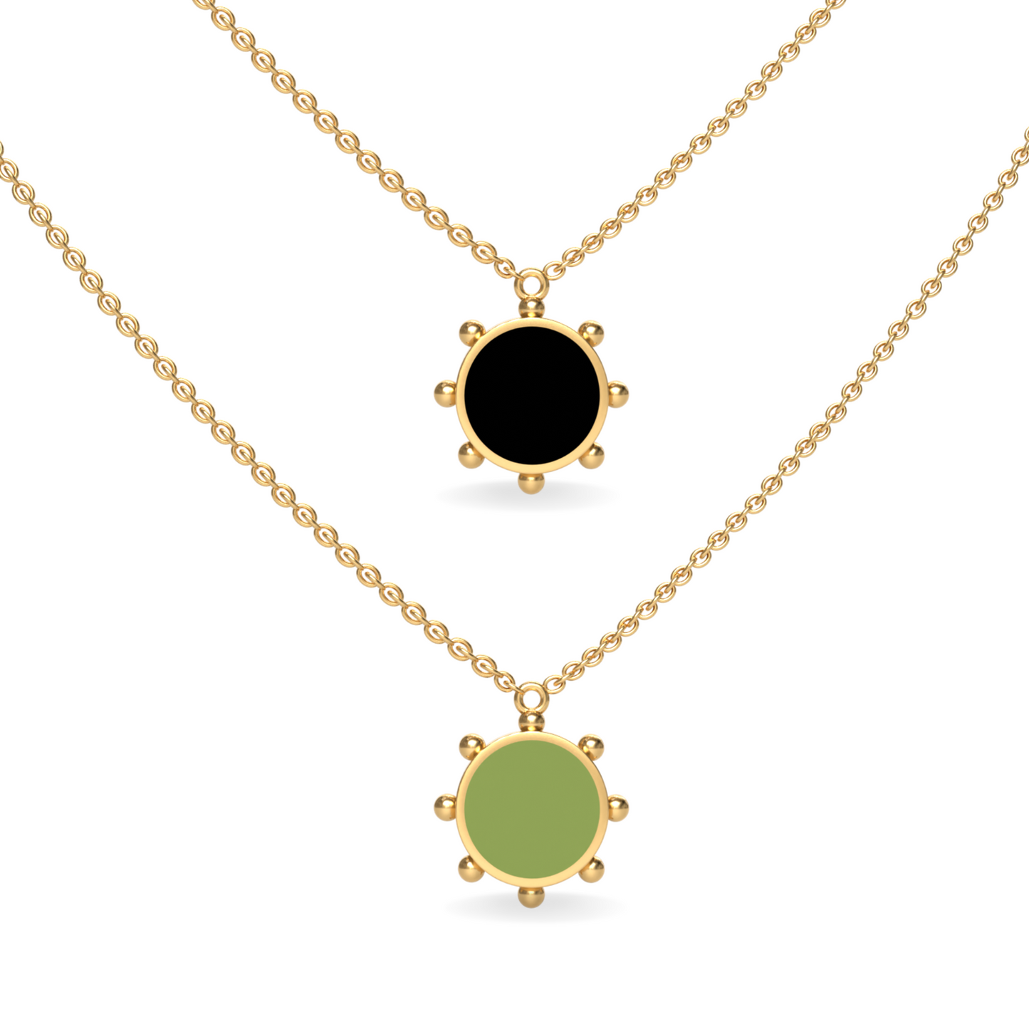 Orbit Single Motif Reversible Necklace in Black Night | 18K Gold