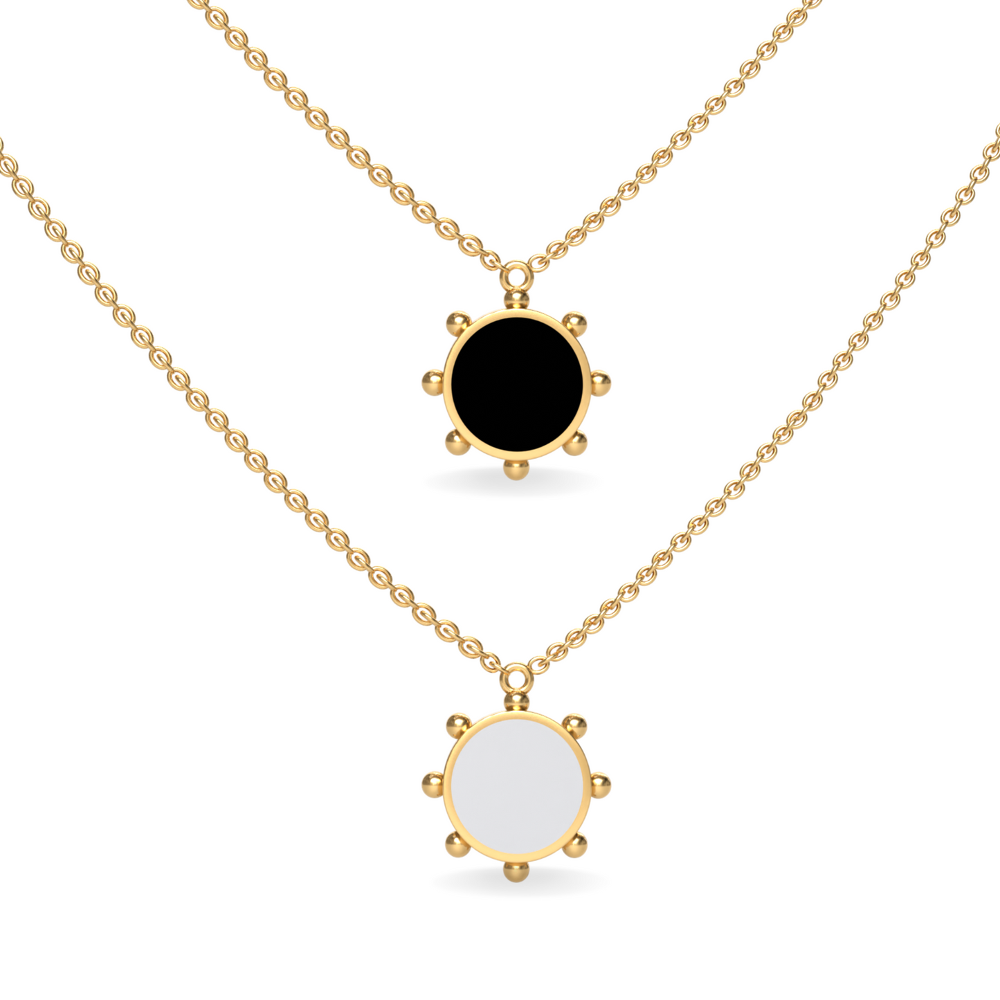 Orbit Single Motif Reversible Necklace in Black Night | 18K Gold