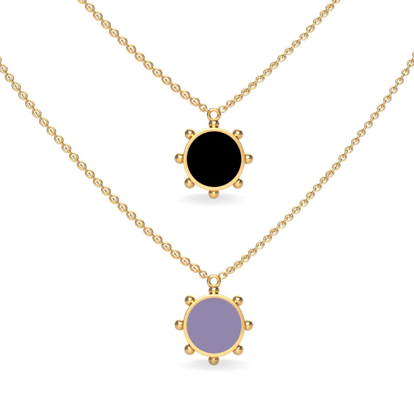 Orbit Single Motif Reversible Necklace in Black Night | 18K Gold