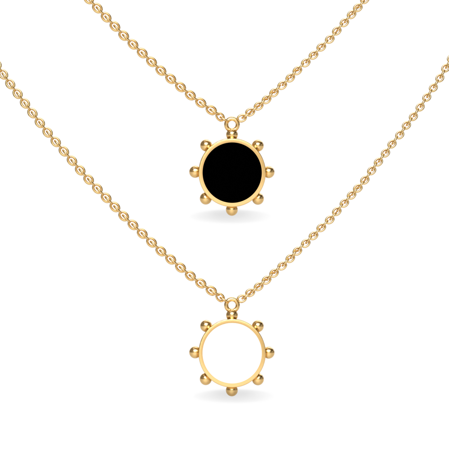 Orbit Single Motif Reversible Necklace in Black Night | 18K Gold