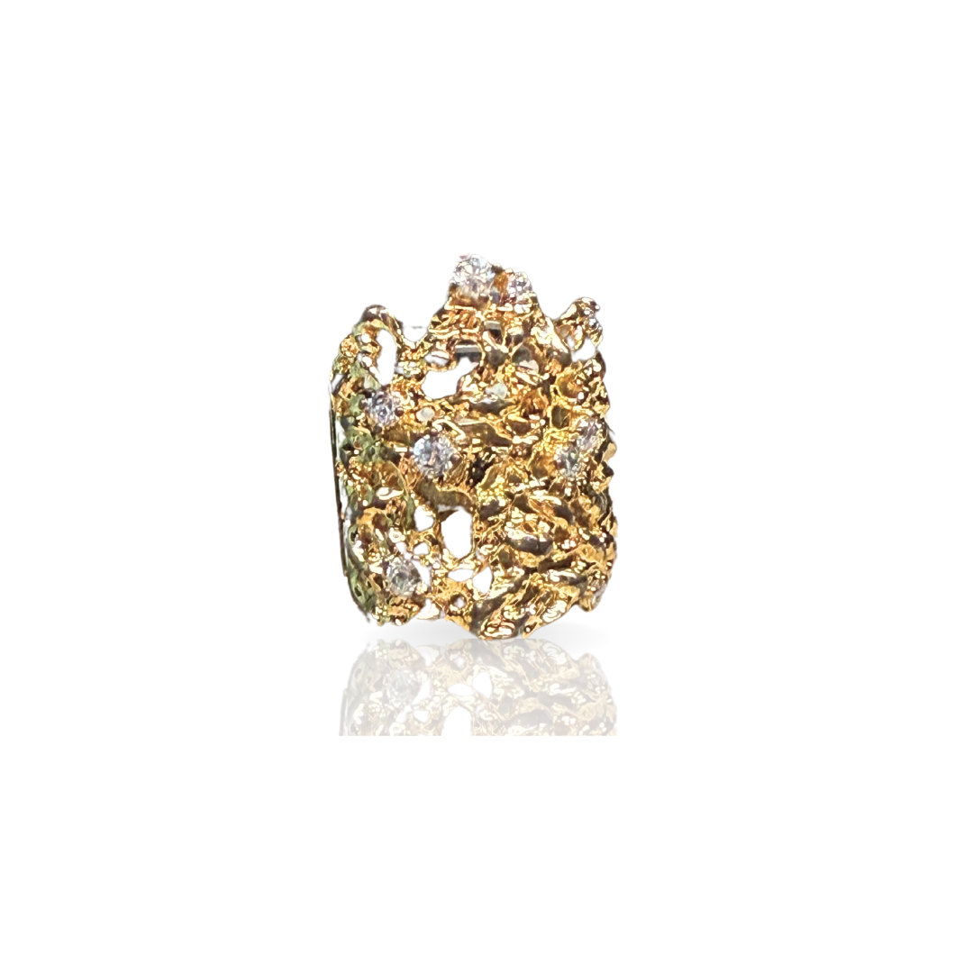 Custom Order | Organic Wide Band Diamond Ring Rings {{ catogery }} {{ Collections }}