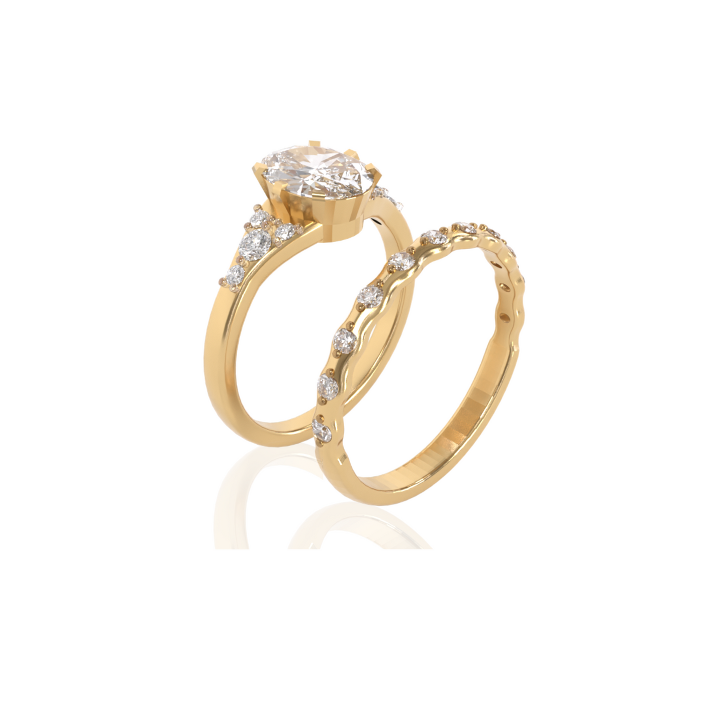 Custom Order | Tapered Oval Diamond Wedding Set