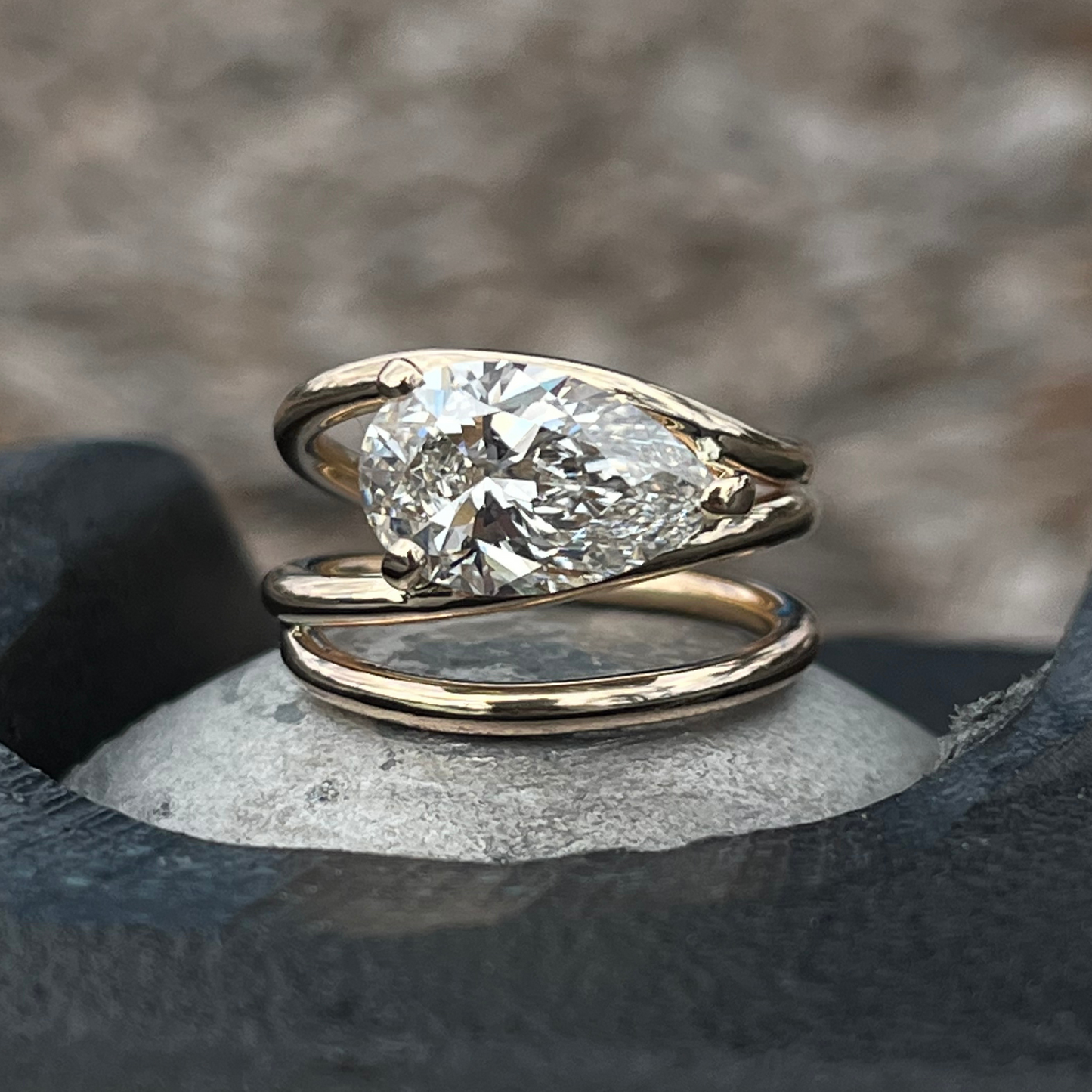 Custom Order | Pear Shape Diamond Coil Engagement Ring