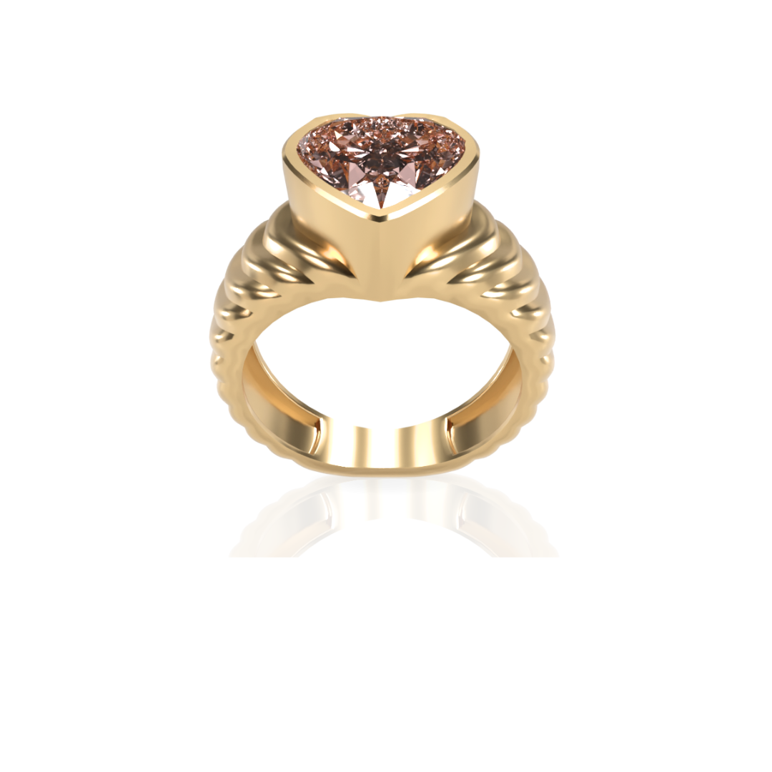 Custom Order | Rippled Effects Pink Diamond Heart Ring