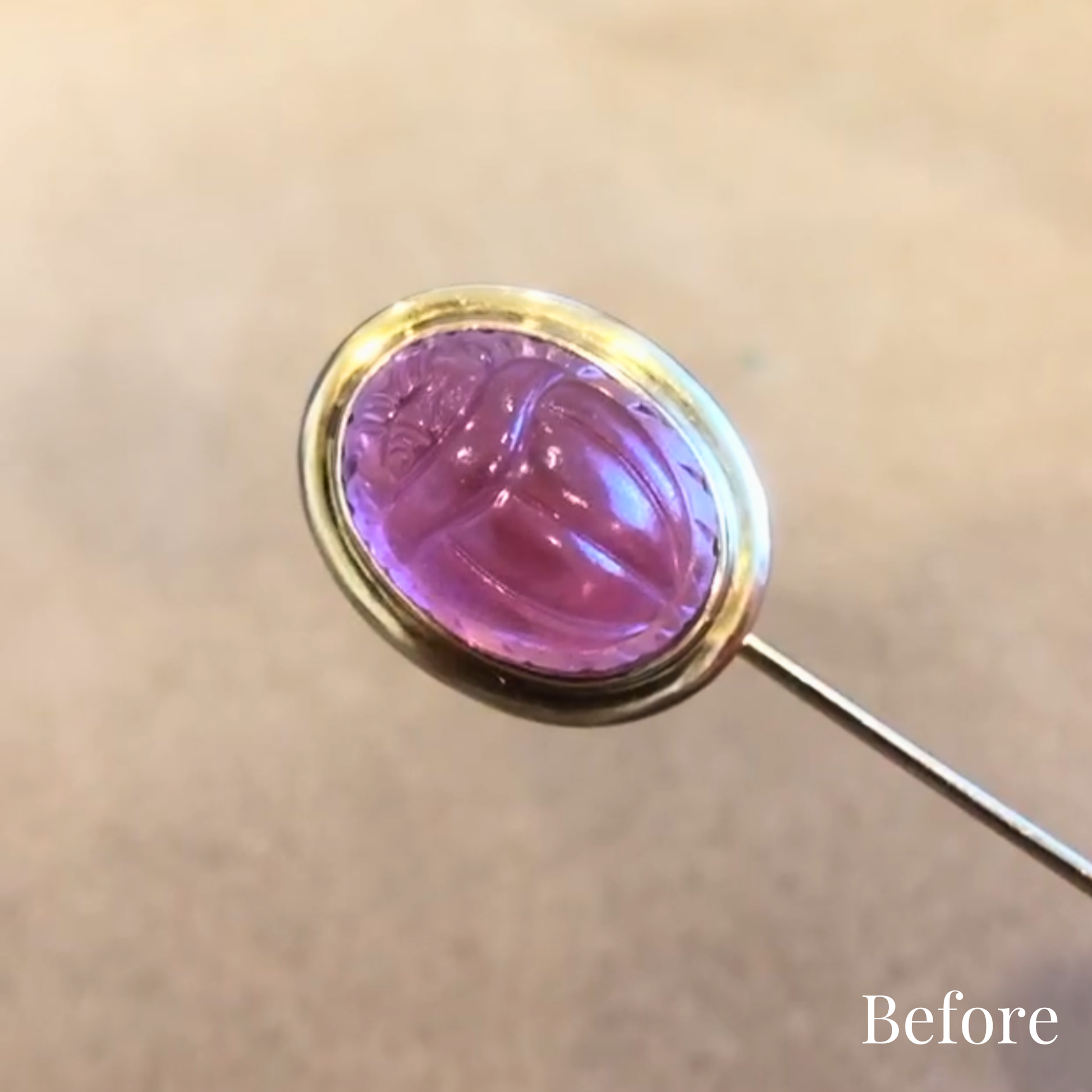Custom Order | Pink Tourmaline Carved Scarab Ring Rings {{ catogery }} {{ Collections }}