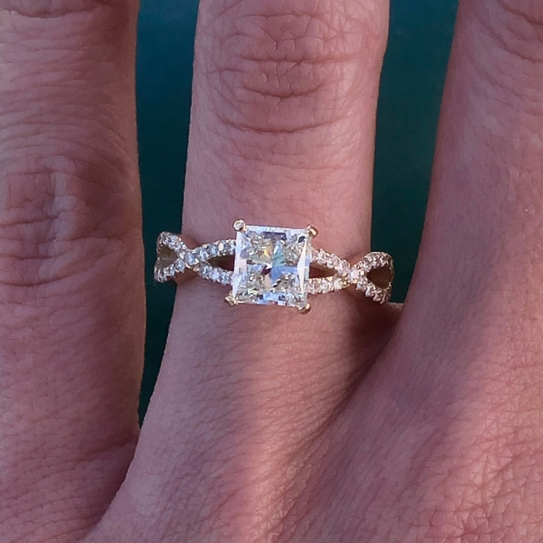 Custom Order | Princess Cut Lab Diamond Infinity Engagement Ring Ring {{ catogery }} {{ Collections }}