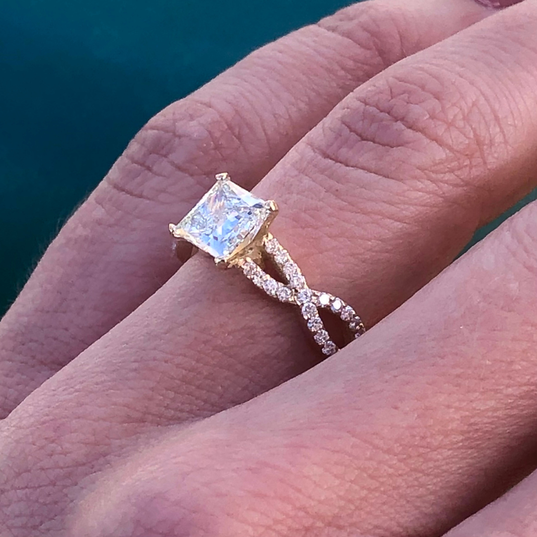 Custom Order | Princess Cut Lab Diamond Infinity Engagement Ring Ring {{ catogery }} {{ Collections }}