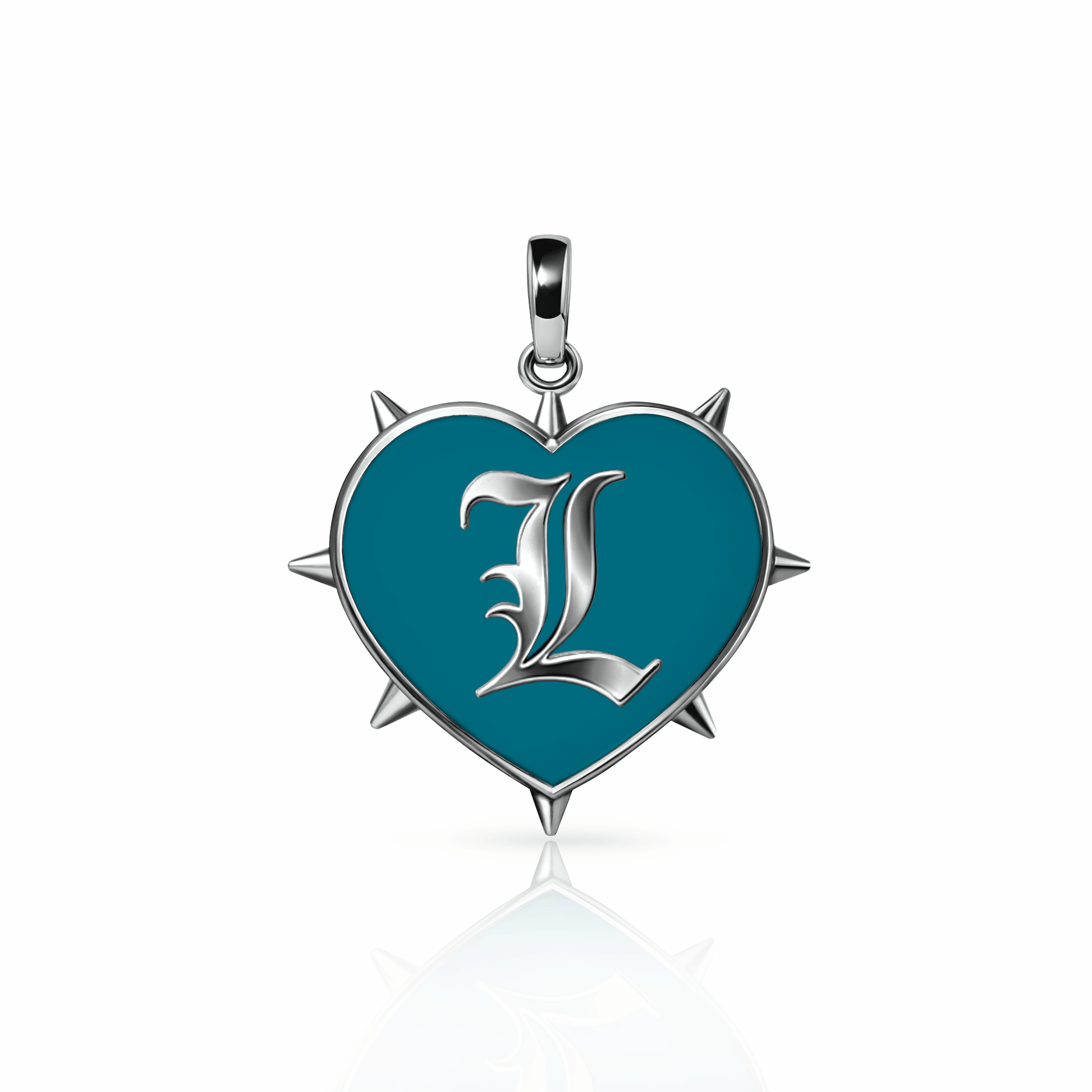 Rebel Heart Charm, large | Sterling Silver Seafoam Green {{ catogery }} {{ Collections }}