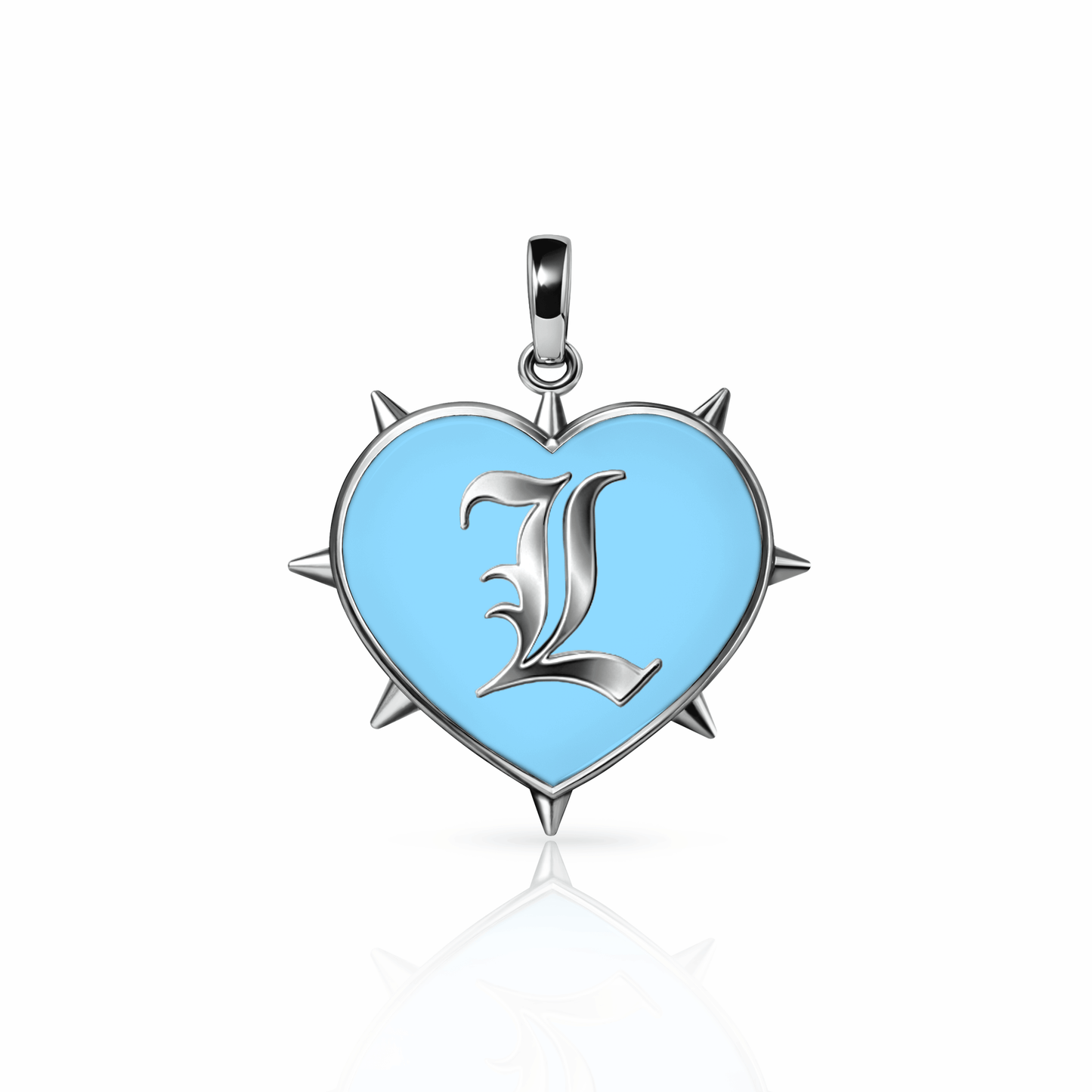 Rebel Heart Charm, large | Sterling Silver Sky Blue {{ catogery }} {{ Collections }}