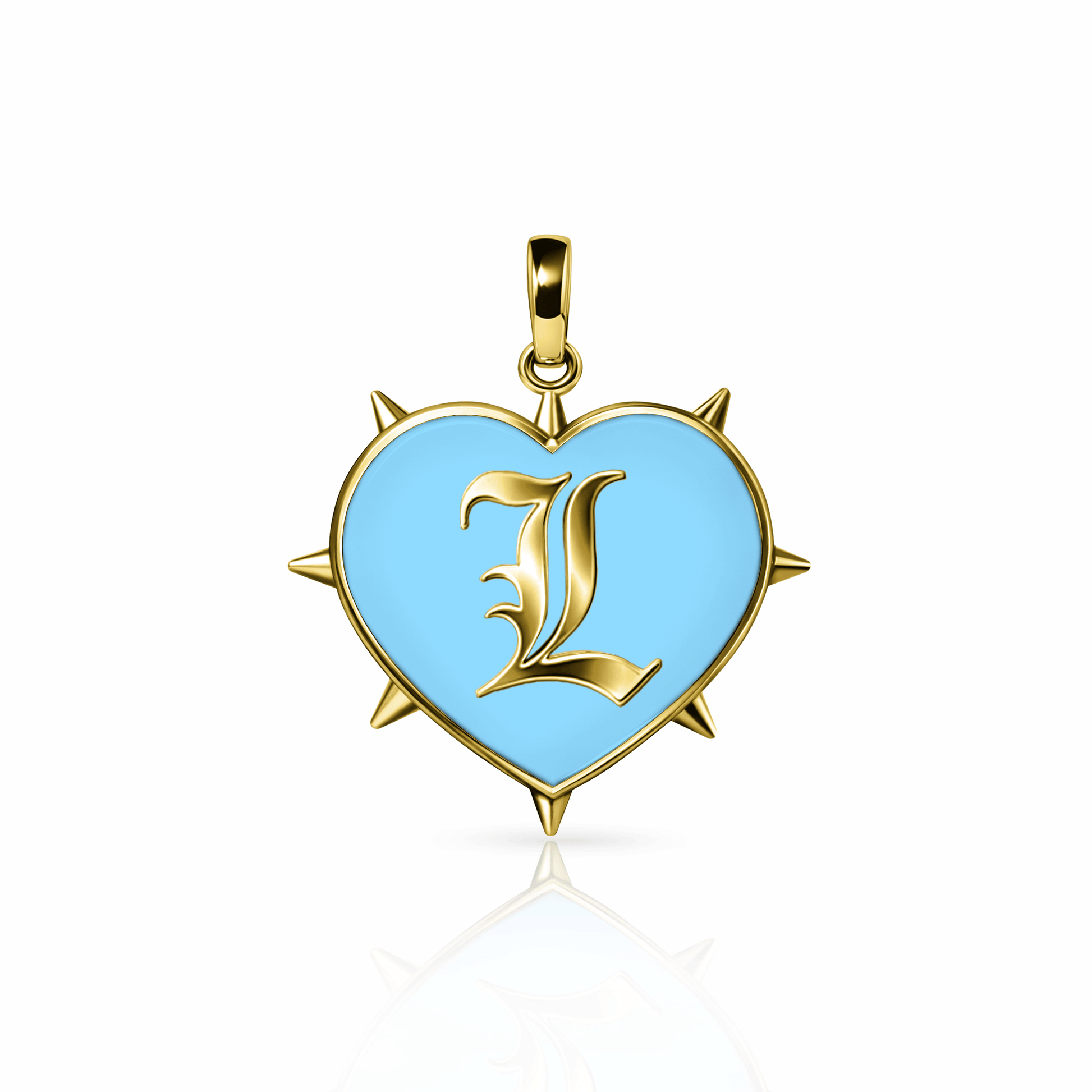 Rebel Heart Charm, large | 14K Gold Sky Blue {{ catogery }} {{ Collections }}