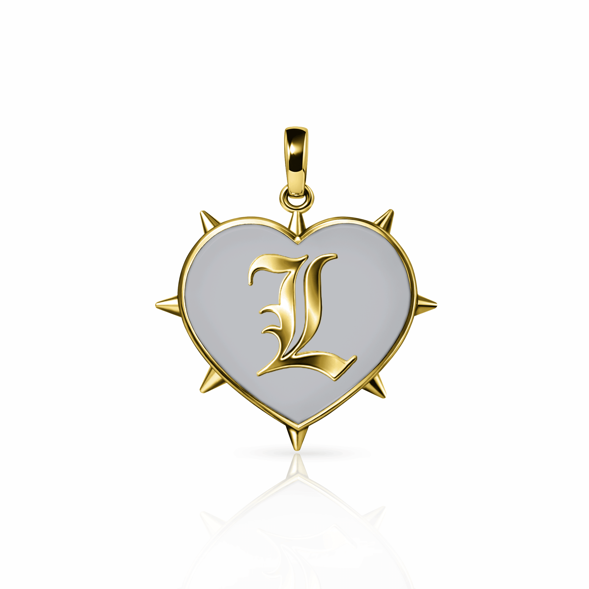 Rebel Heart Charm, large | 14K Gold Steel Gray {{ catogery }} {{ Collections }}