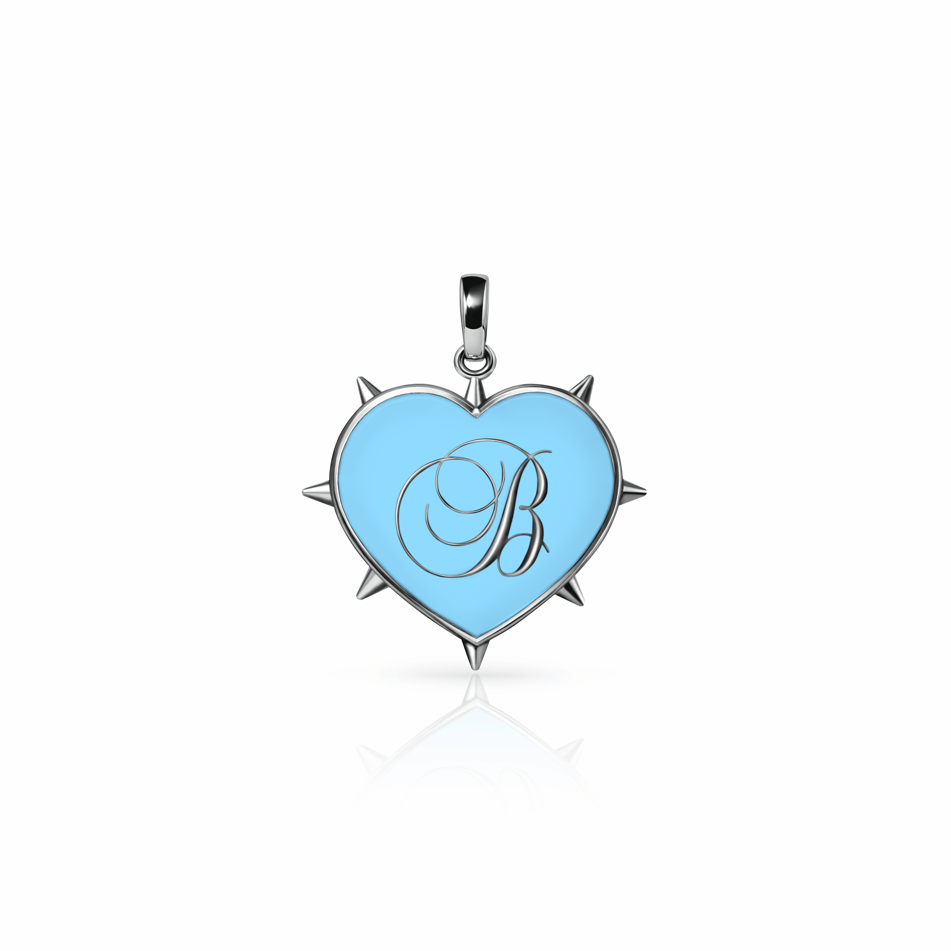 Rebel Heart Charm, medium | Sterling Silver Sky Blue {{ catogery }} {{ Collections }}