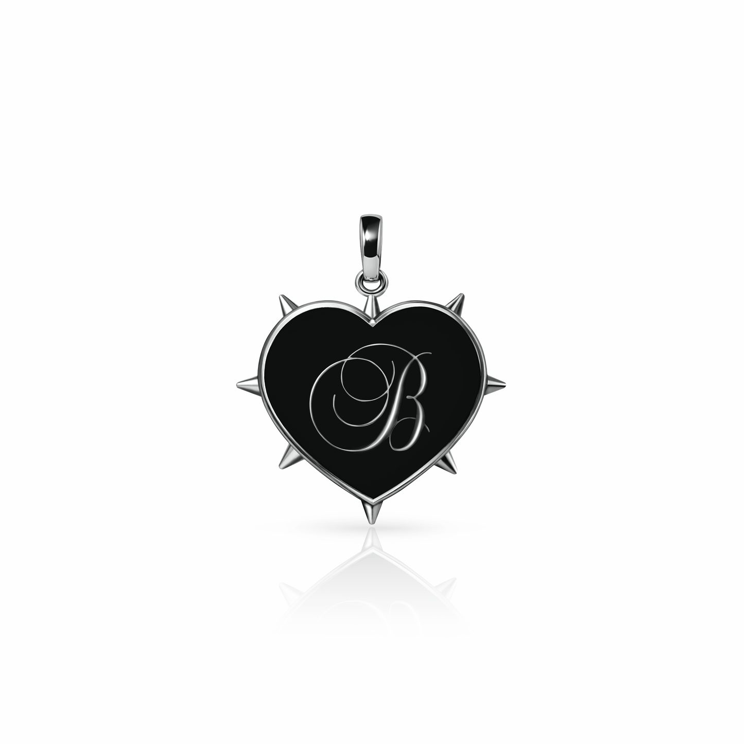 Rebel Heart Charm, medium | Sterling Silver Black Night {{ catogery }} {{ Collections }}