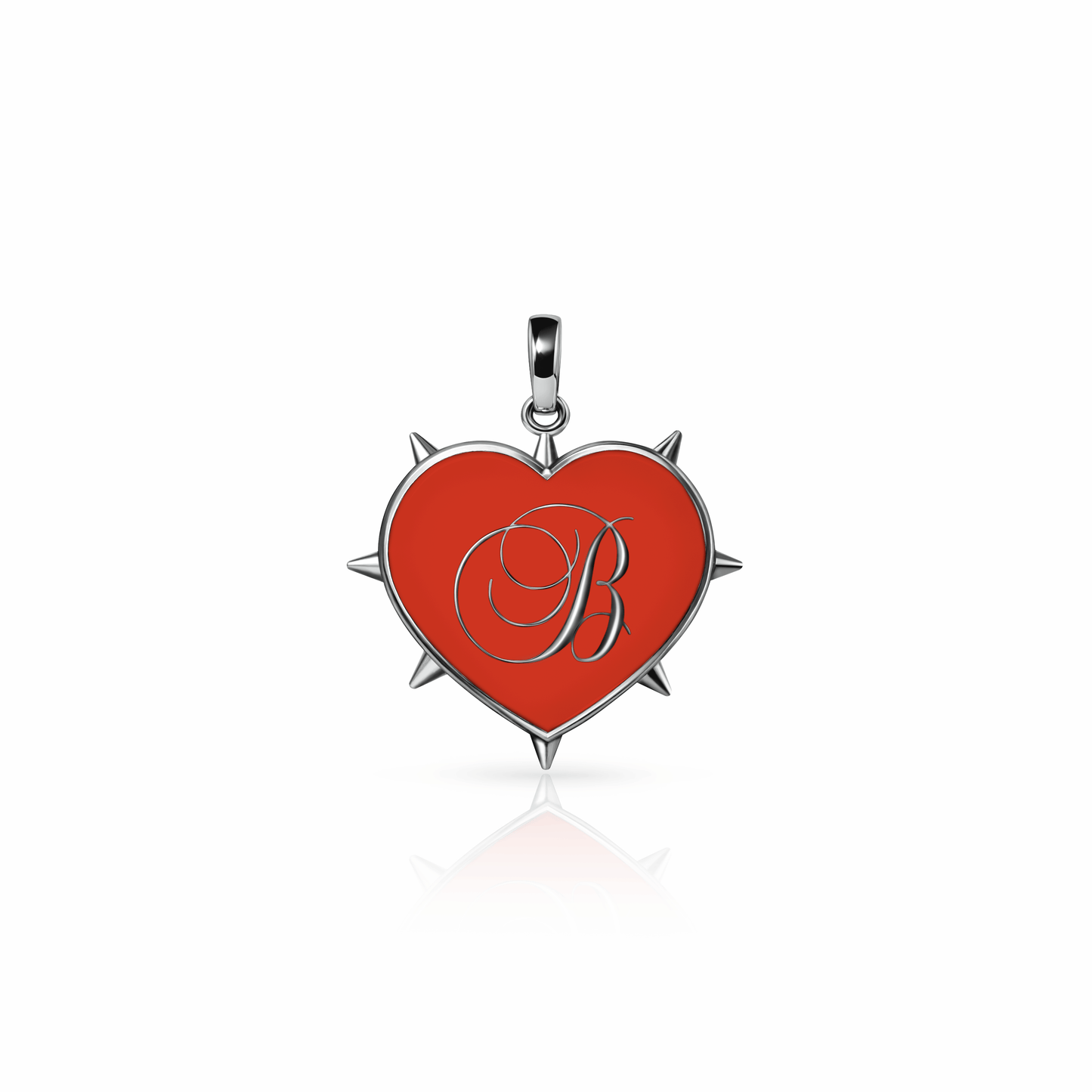 Rebel Heart Charm, medium | Sterling Silver Red Clay {{ catogery }} {{ Collections }}