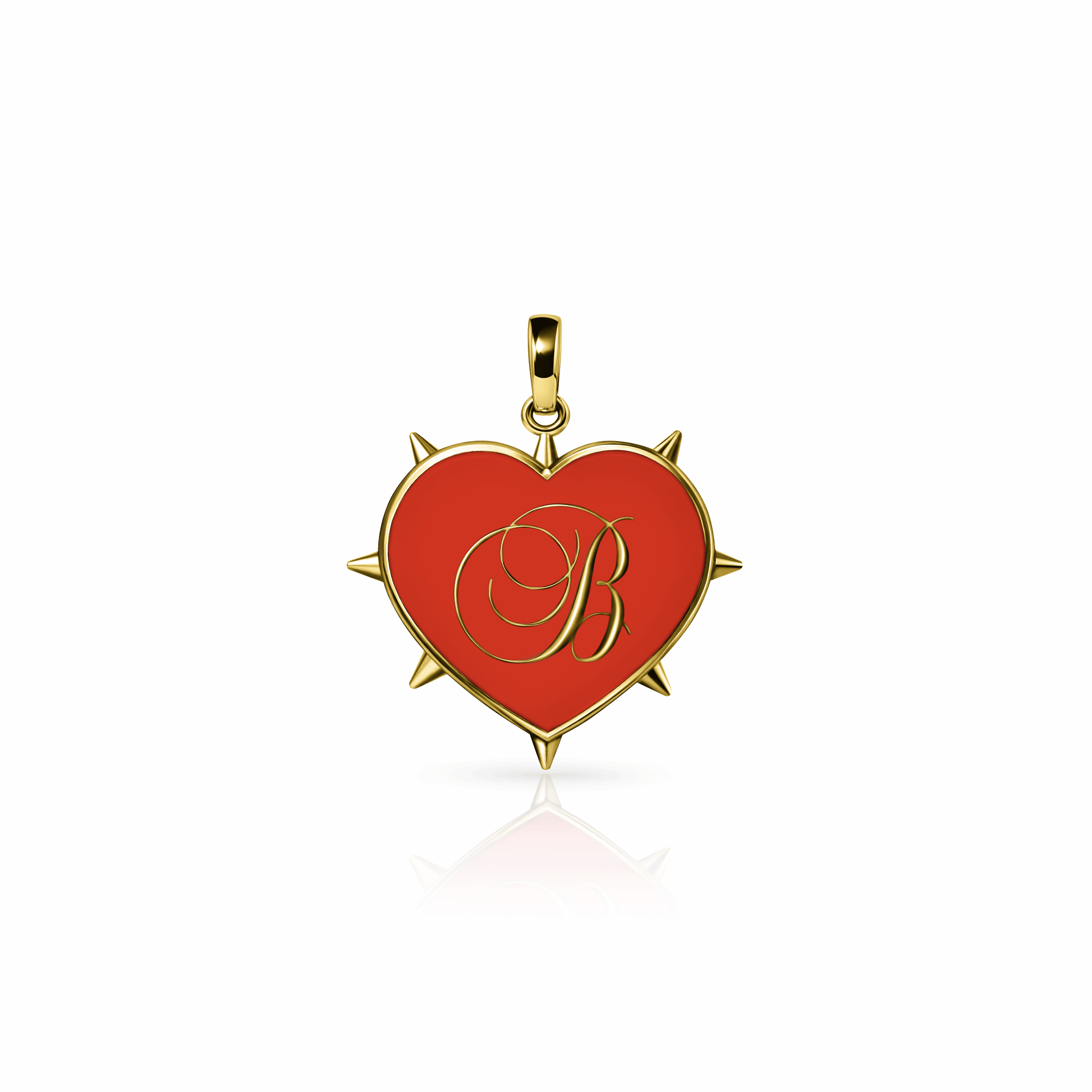 Rebel Heart Charm, medium | 14K Gold Red Clay {{ catogery }} {{ Collections }}