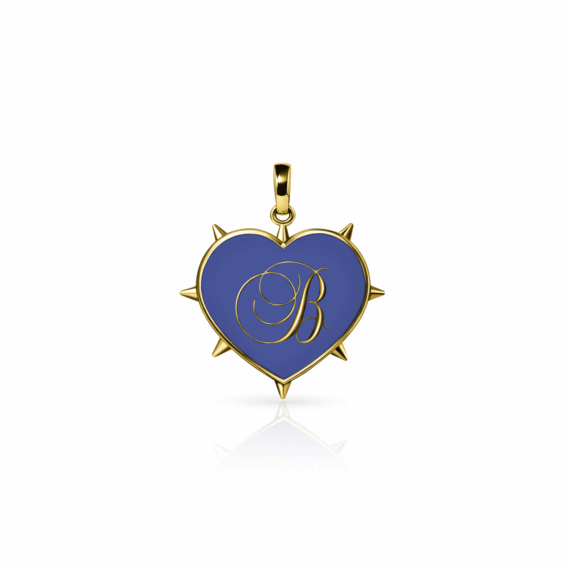 Rebel Heart Charm, medium | 14K Gold Royal Blue {{ catogery }} {{ Collections }}