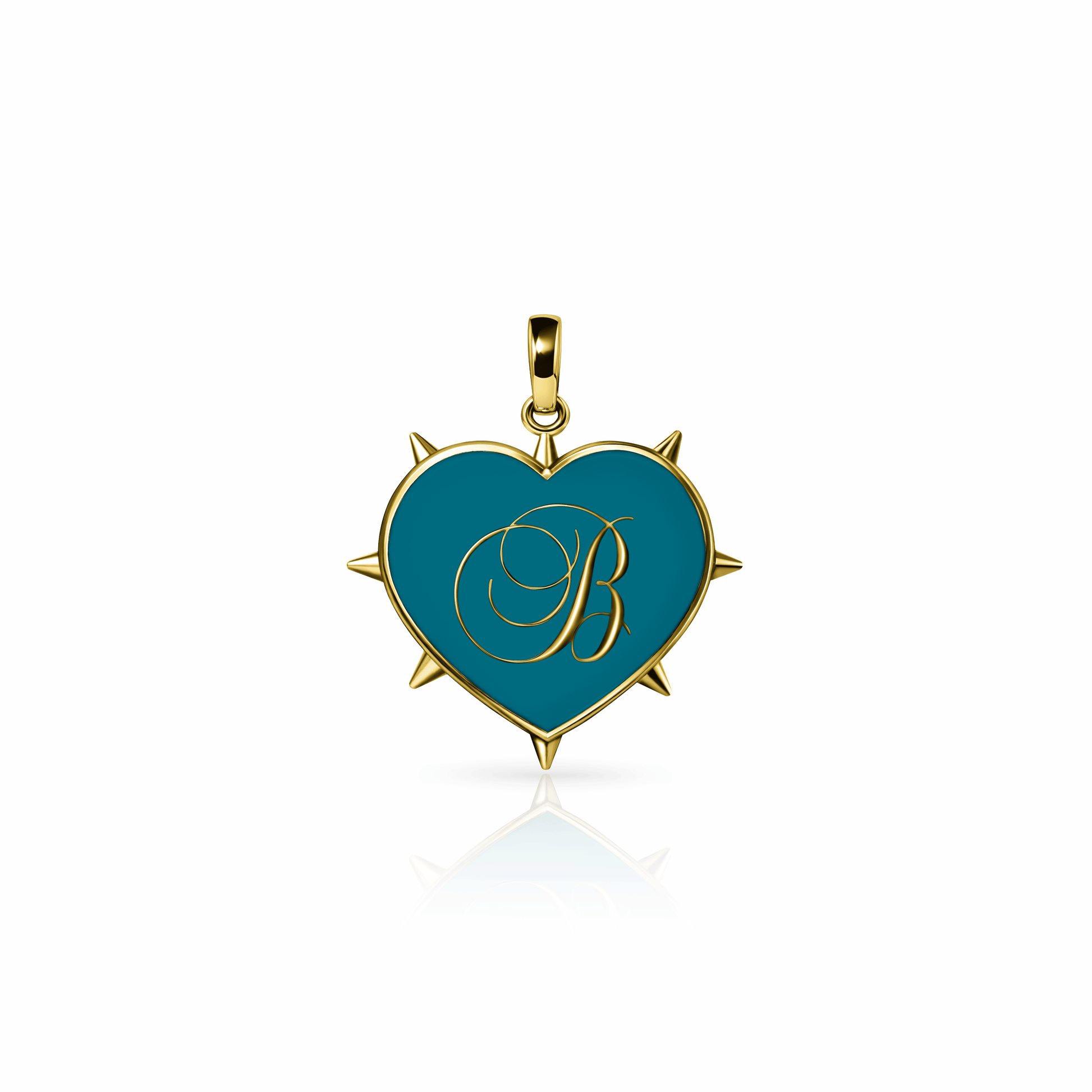 Rebel Heart Charm, medium | 14K Gold Seafoam Green {{ catogery }} {{ Collections }}