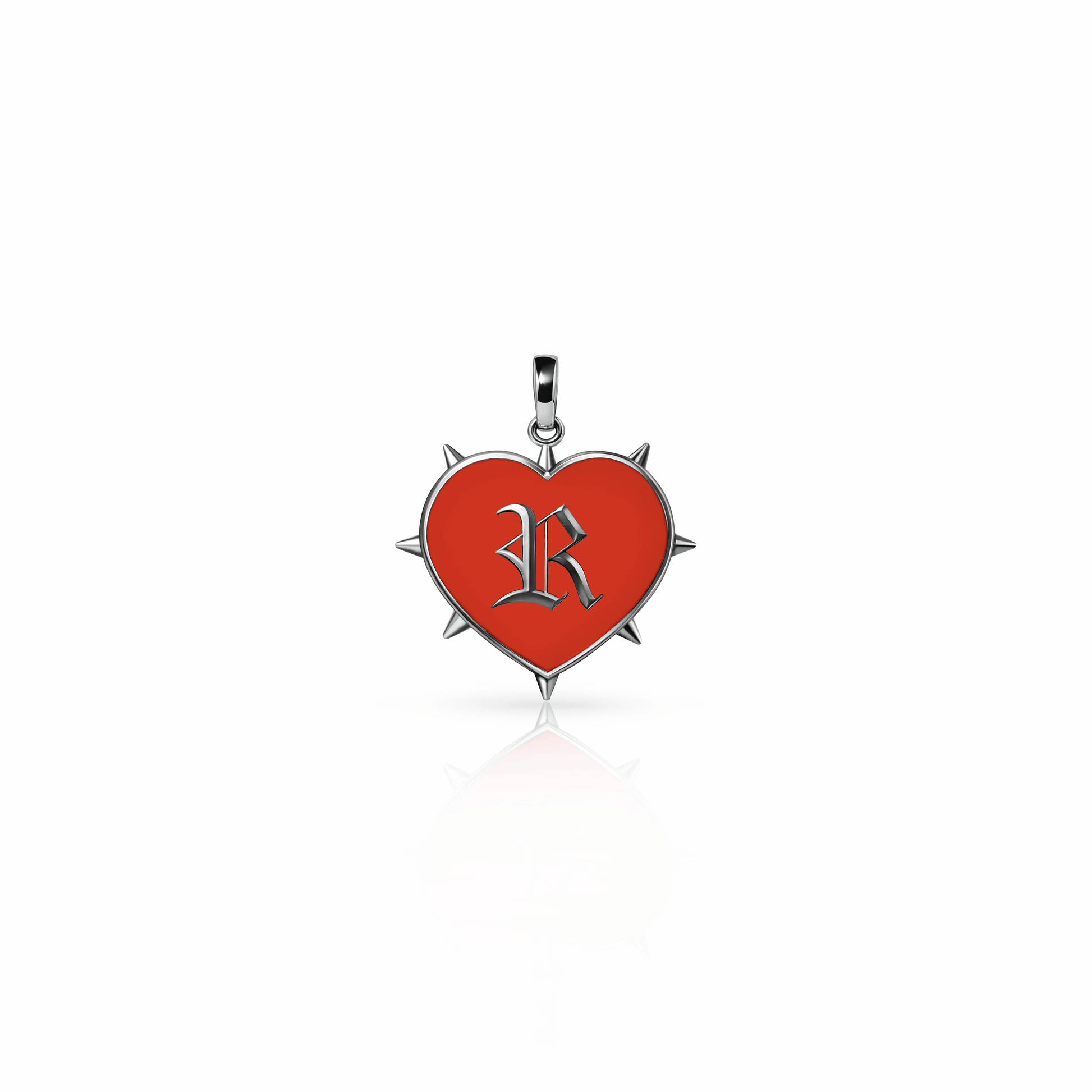 Rebel Heart Charm, mini | Sterling Silver Red Clay {{ catogery }} {{ Collections }}