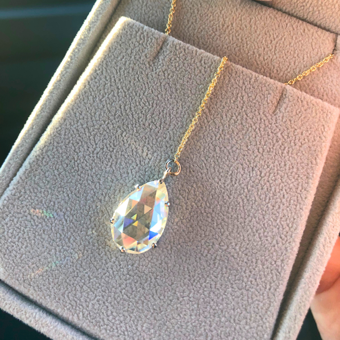 Custom Order | Rose Cut Moissanite Lariat Necklace Necklace {{ catogery }} {{ Collections }}