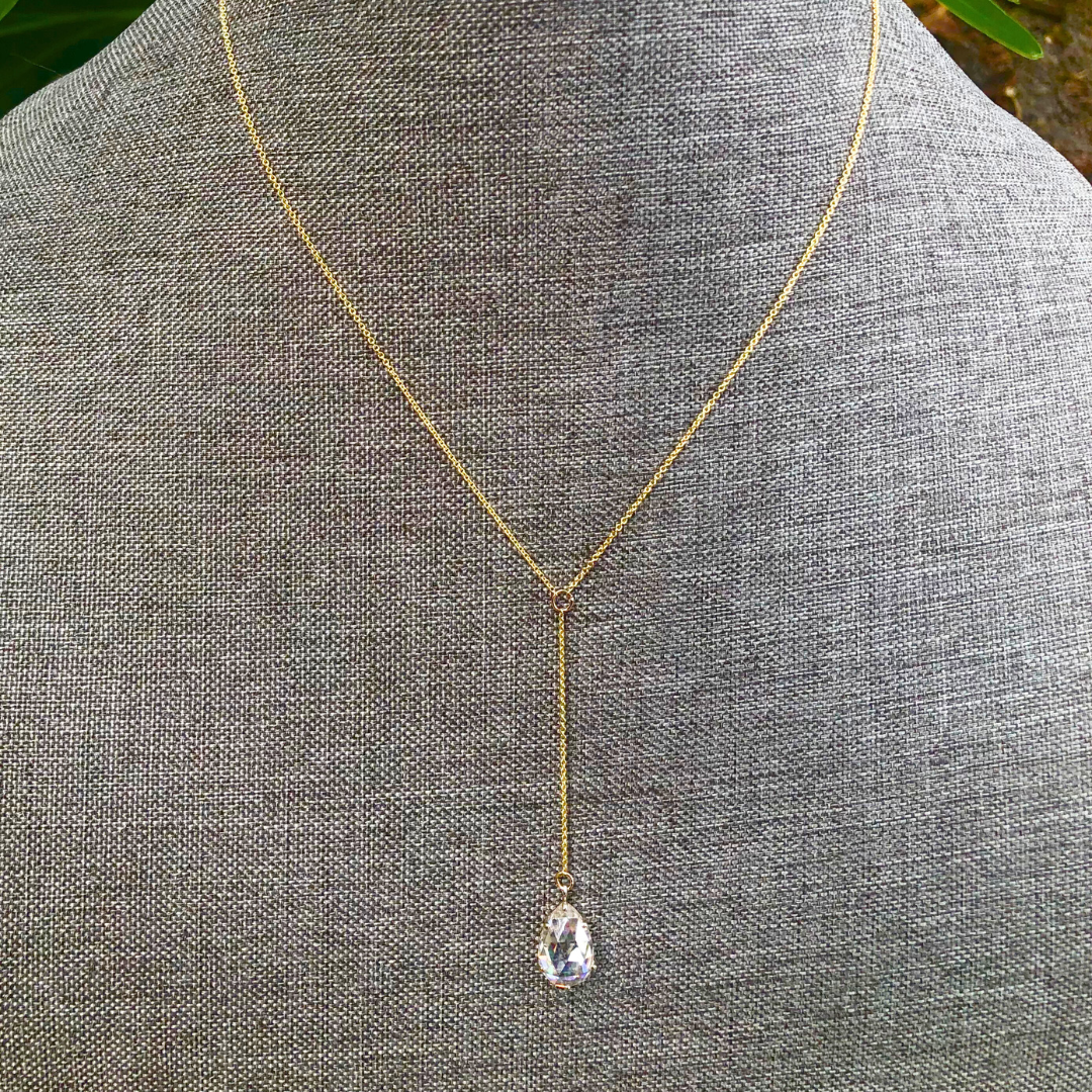 Custom Order | Rose Cut Moissanite Lariat Necklace Necklace {{ catogery }} {{ Collections }}