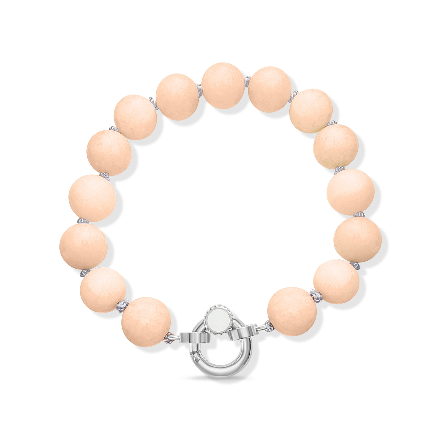 Large Colored Jade Beaded Bracelet Strand | Sterling Silver