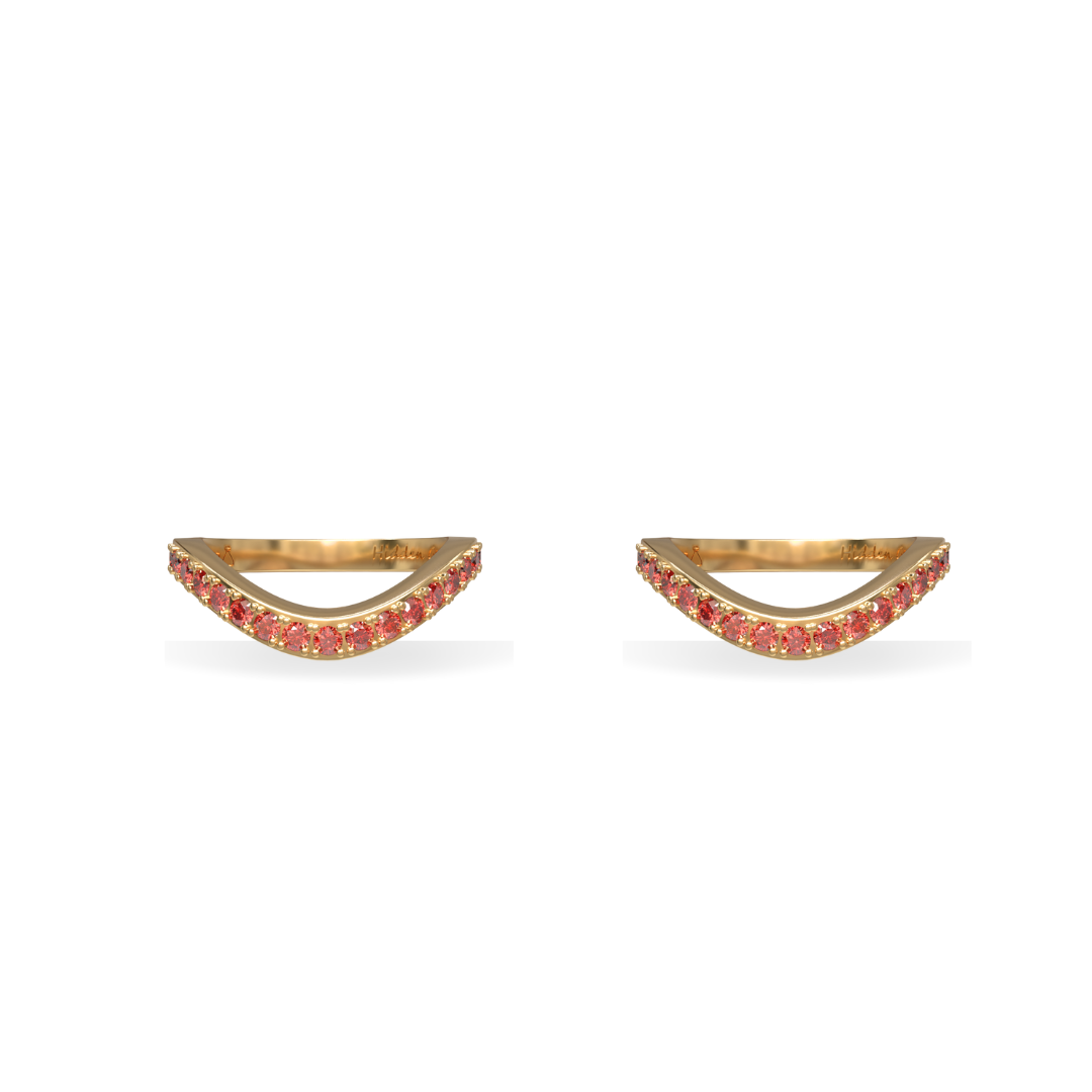 Lab Grown Ruby Cigar Shadow Band Pair | 18K Gold