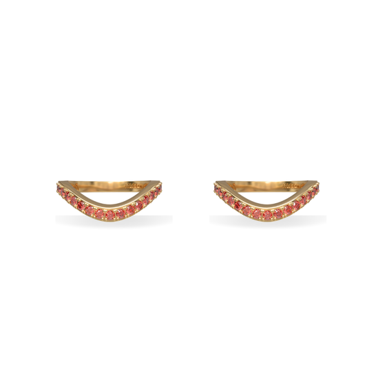 Lab Grown Ruby Cigar Shadow Band Pair | 18K Gold