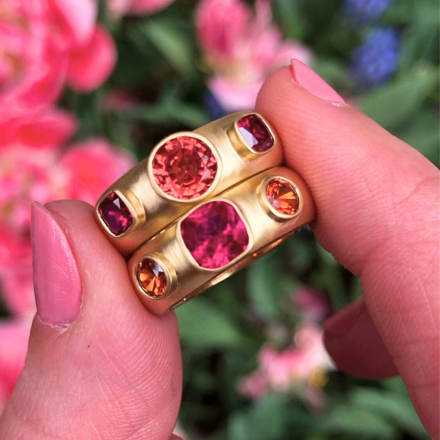 Custom Order | Ruby & Sapphire Stack Ring Set