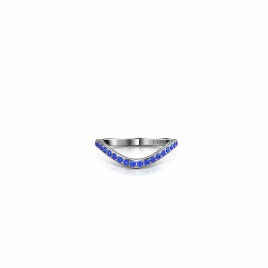 Cigar Gemstone Shadow Band | 14K Gold 14K White Gold Lab Grown Sapphire Ring {{ catogery }} {{ Collections }}