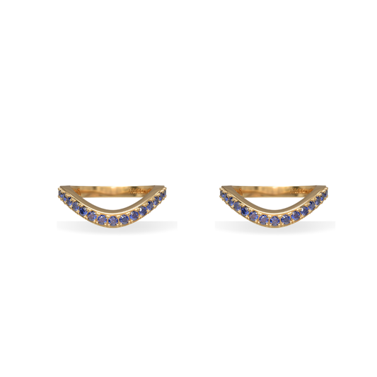 Lab Grown Sapphire Cigar Shadow Band Pair | 18K Gold