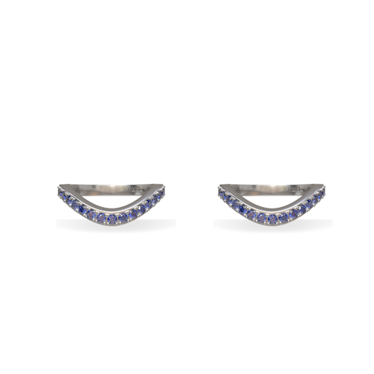Lab Grown Sapphire Cigar Shadow Band Pair | Sterling Silver
