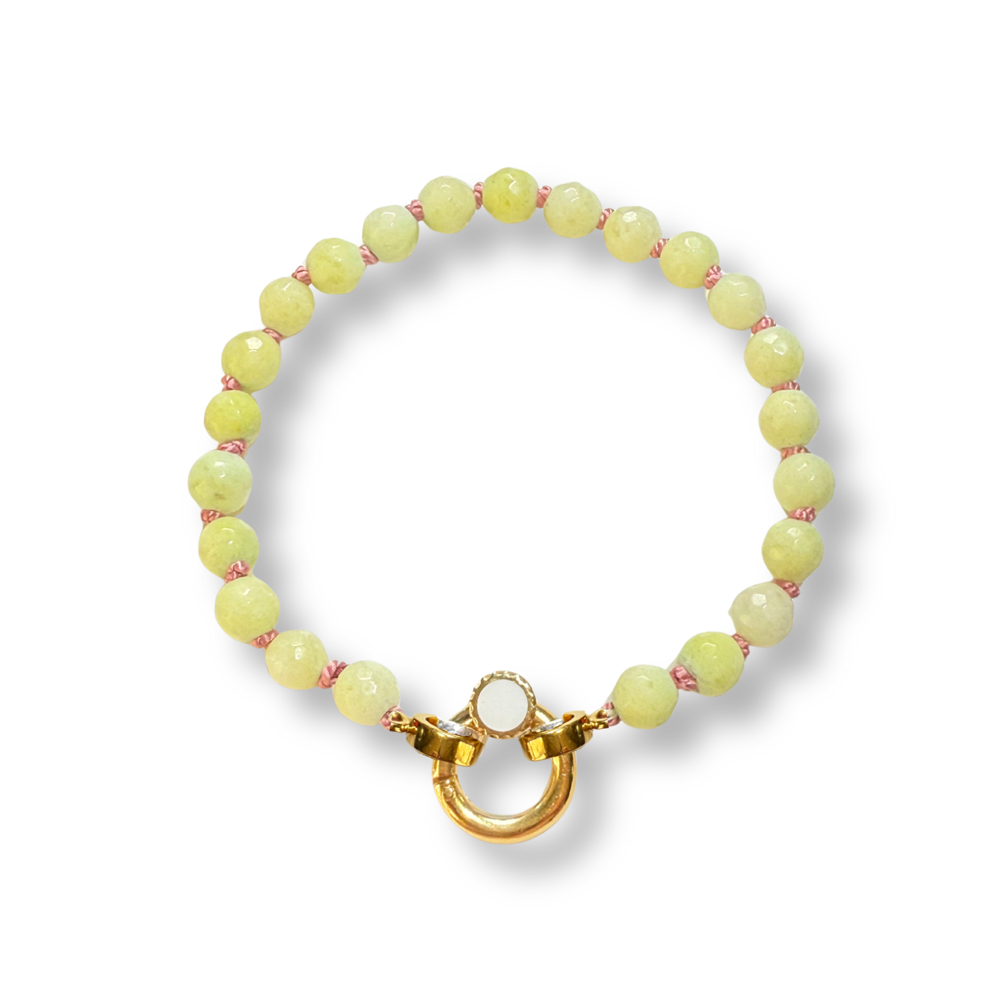 Small Colored Jade Beaded Bracelet | 18K Gold
