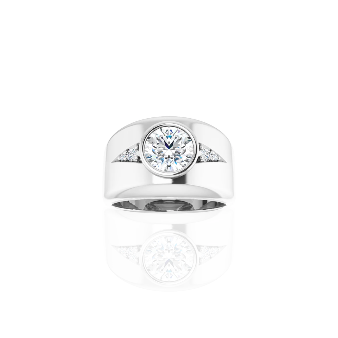 Wide Band | Tapered | Diamond Wedding Ring