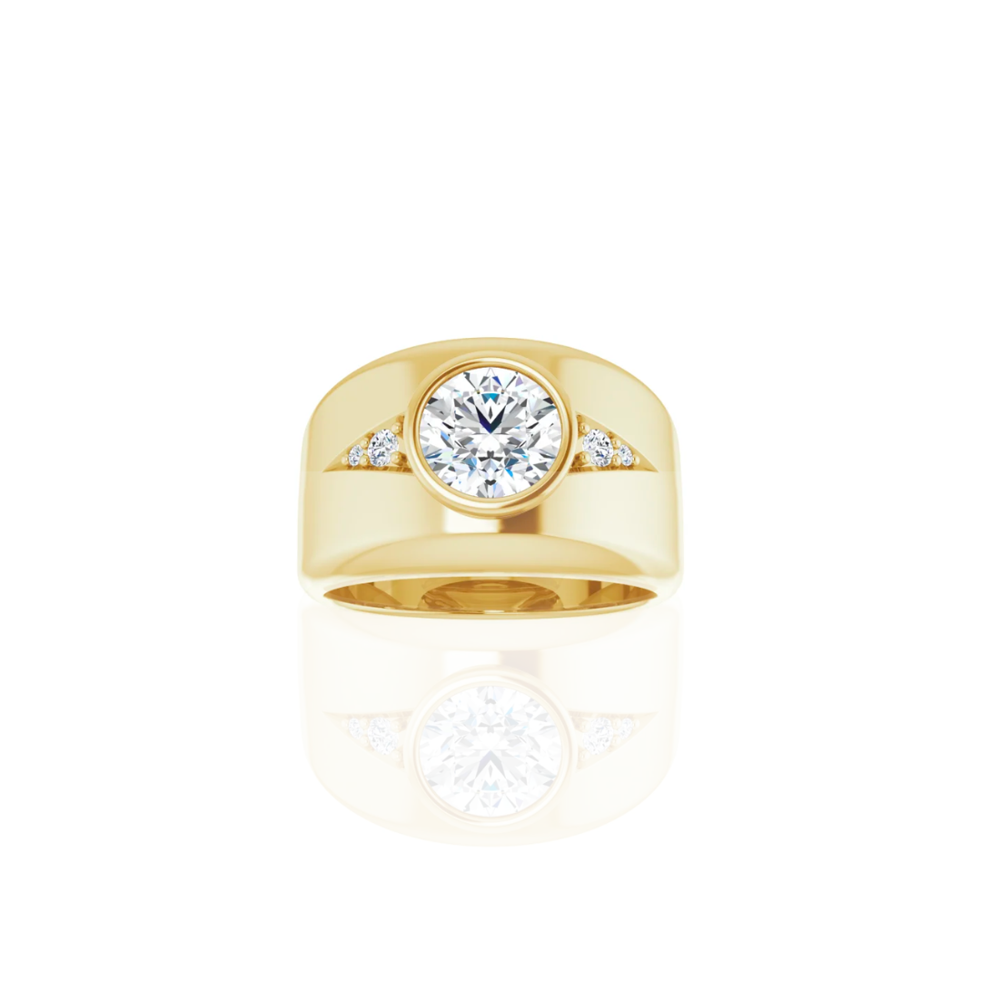 Wide Band | Tapered | Diamond Wedding Ring