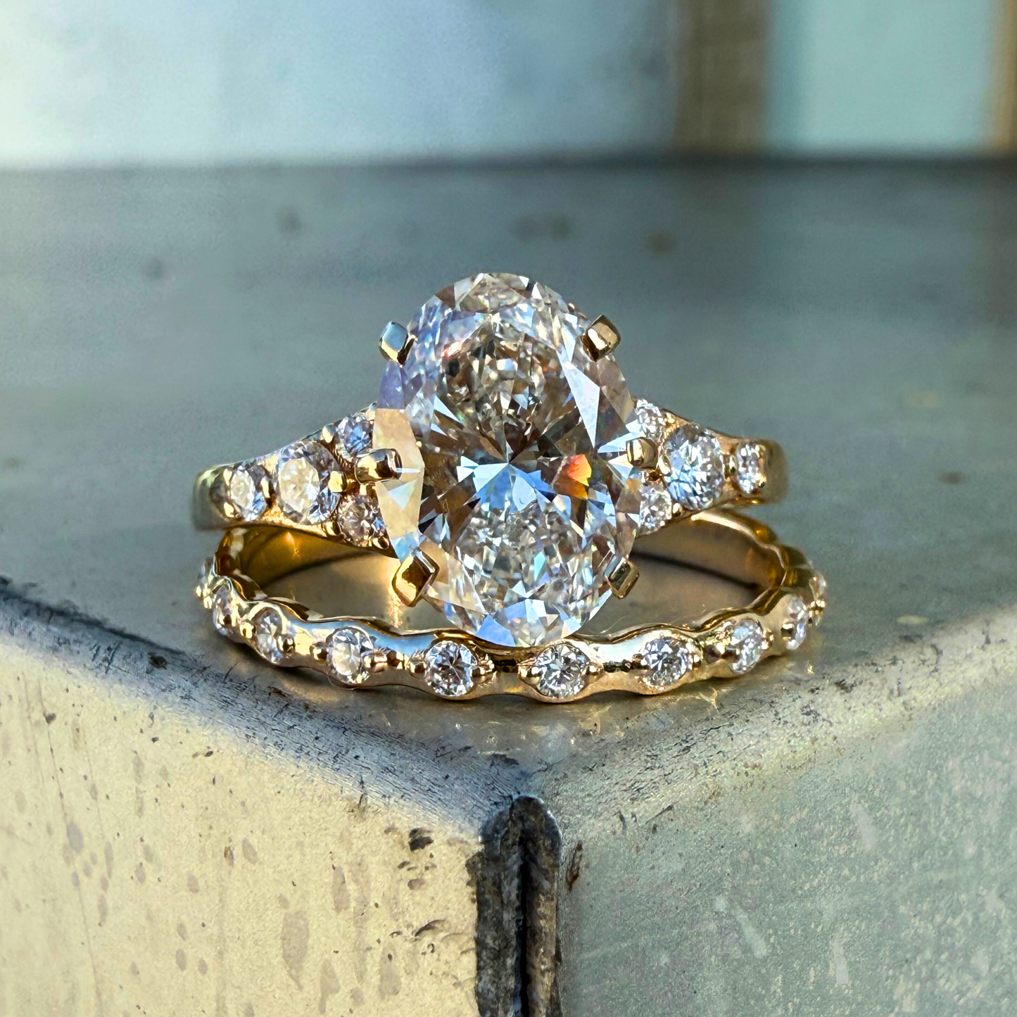 Custom Order | Tapered Oval Diamond Wedding Set