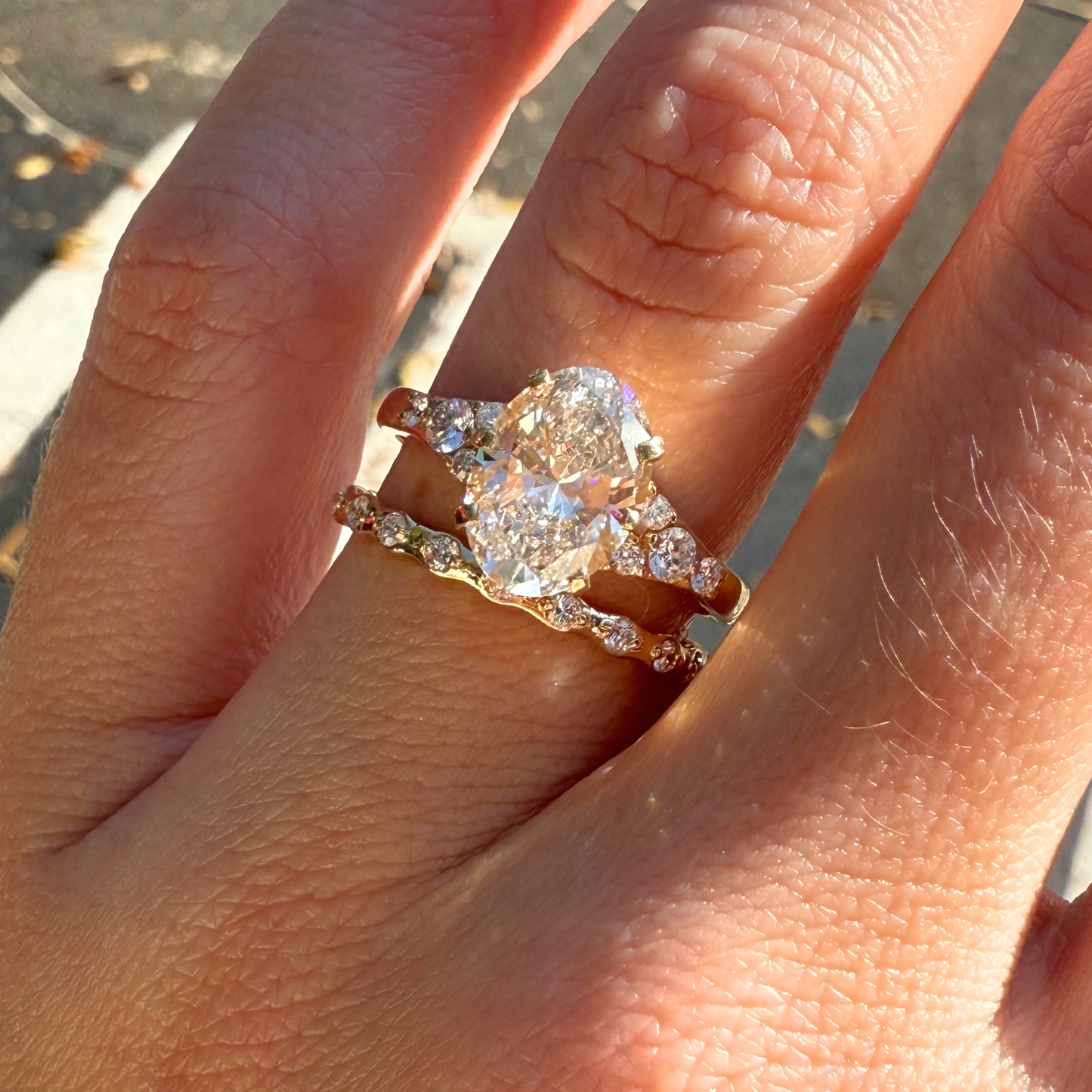 Custom Order | Tapered Oval Diamond Wedding Set