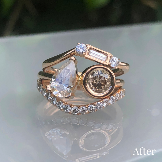 Custom Order | Triple Stack Diamond Wedding Set