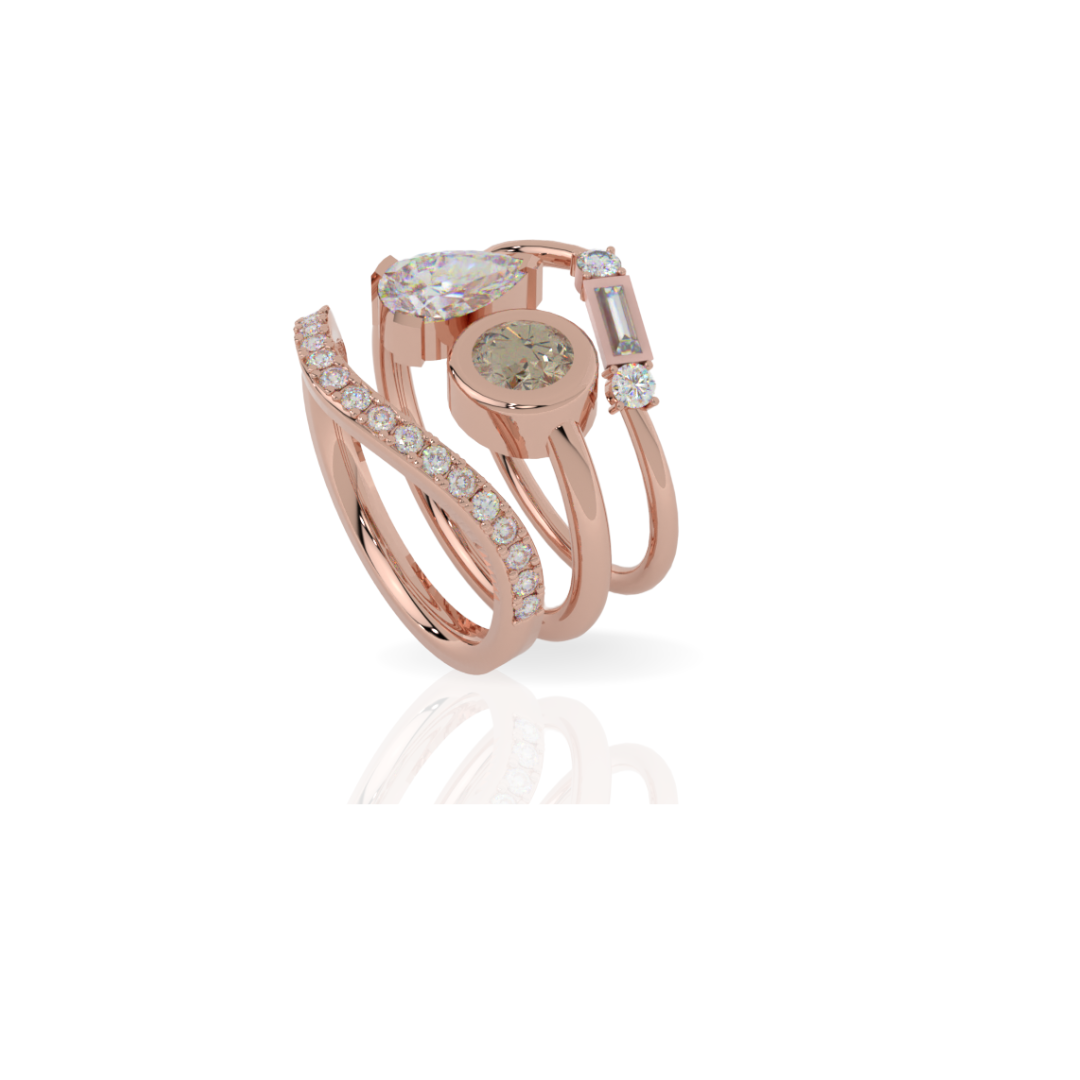 Custom Order | Triple Stack Diamond Wedding Set