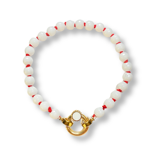 Small Colored Jade Beaded Bracelet | 18K Gold