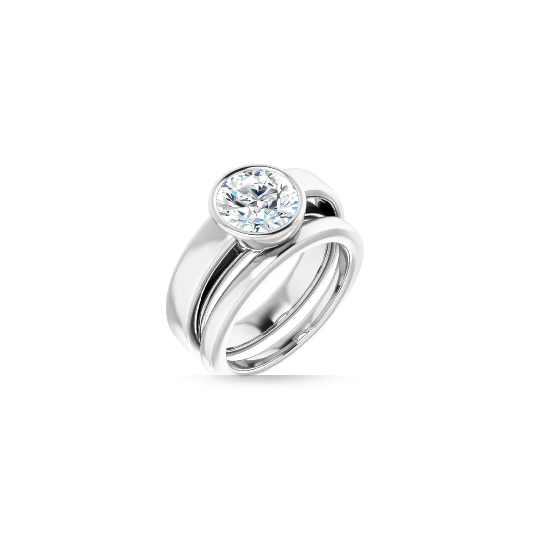 Raised Bezel | Wide Band | Solitaire Engagement Ring