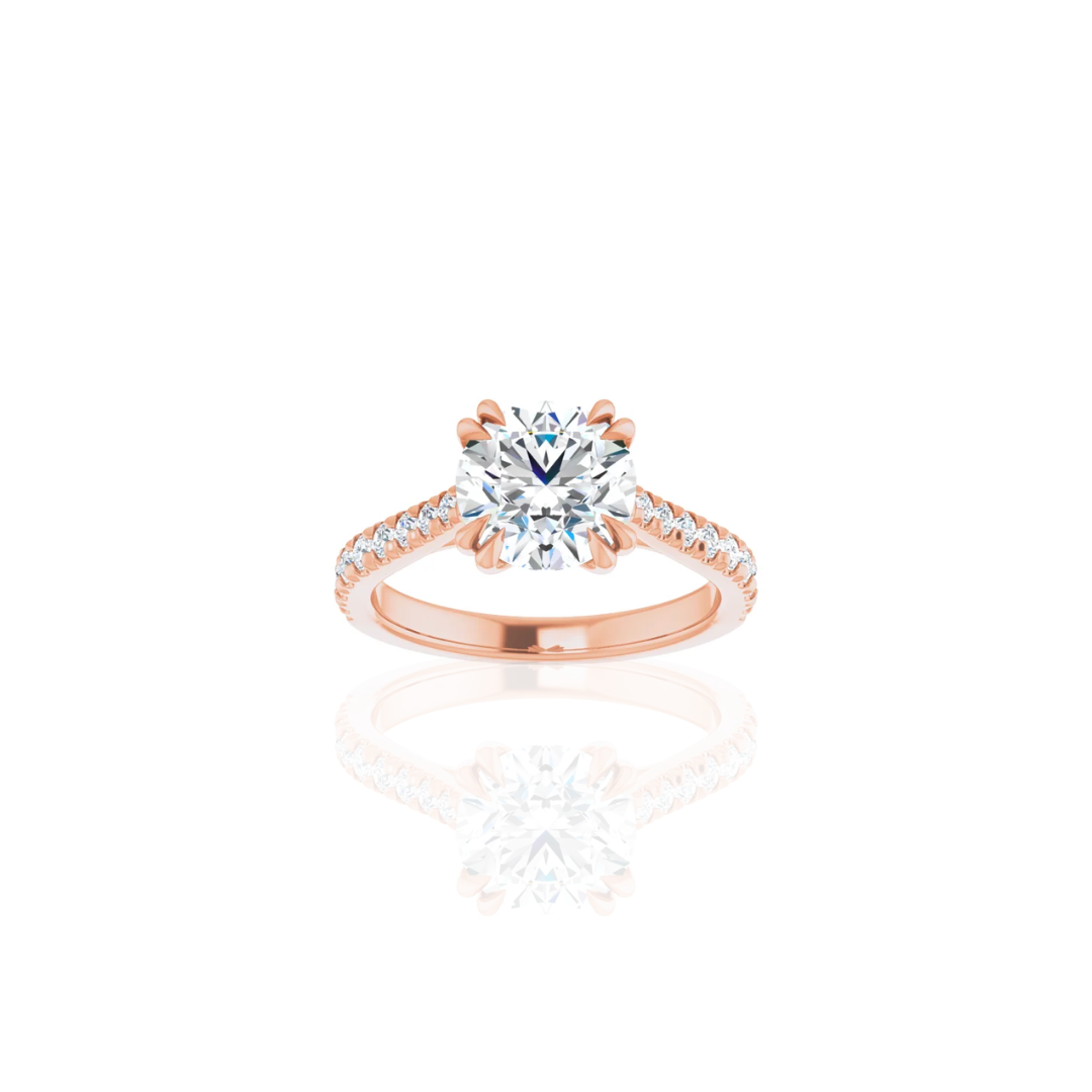 Cathedral | Double Prong | Diamond Shank Engagement Ring