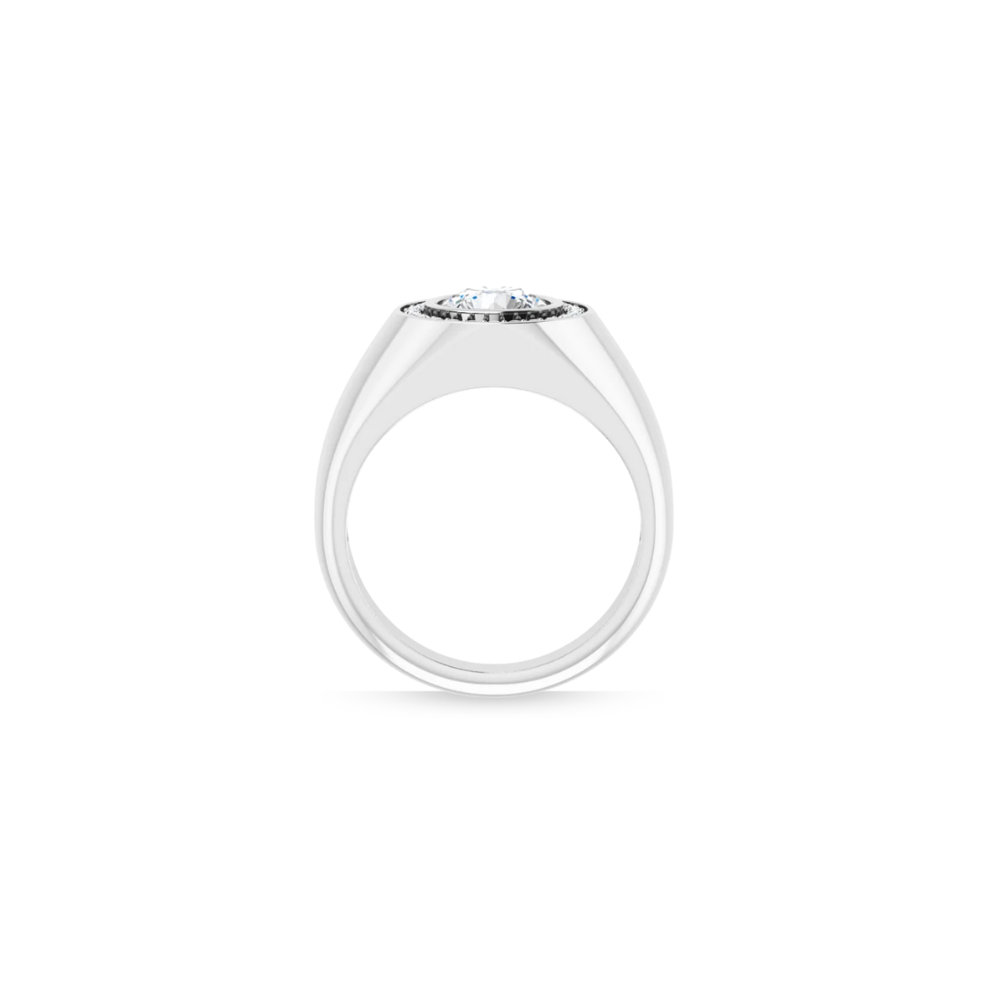 Wide Band | Halo Signet | Diamond Wedding Ring