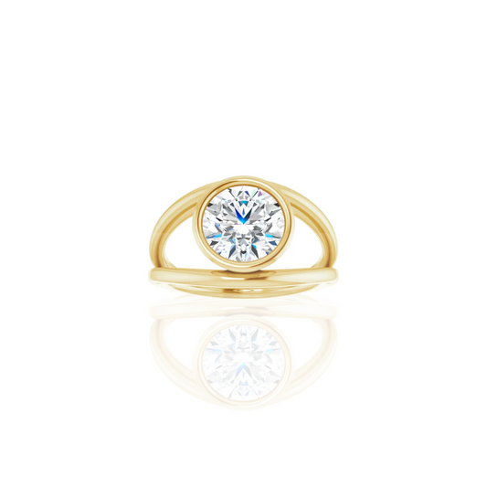 Low Set | Split Shank Bezel | Solitaire Engagement Ring