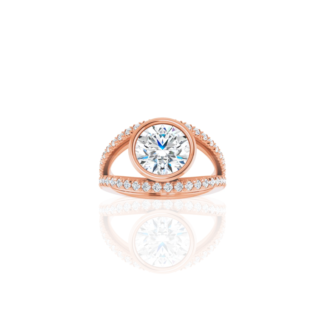 Low Set | Split Shank Bezel | Diamond Engagement Ring