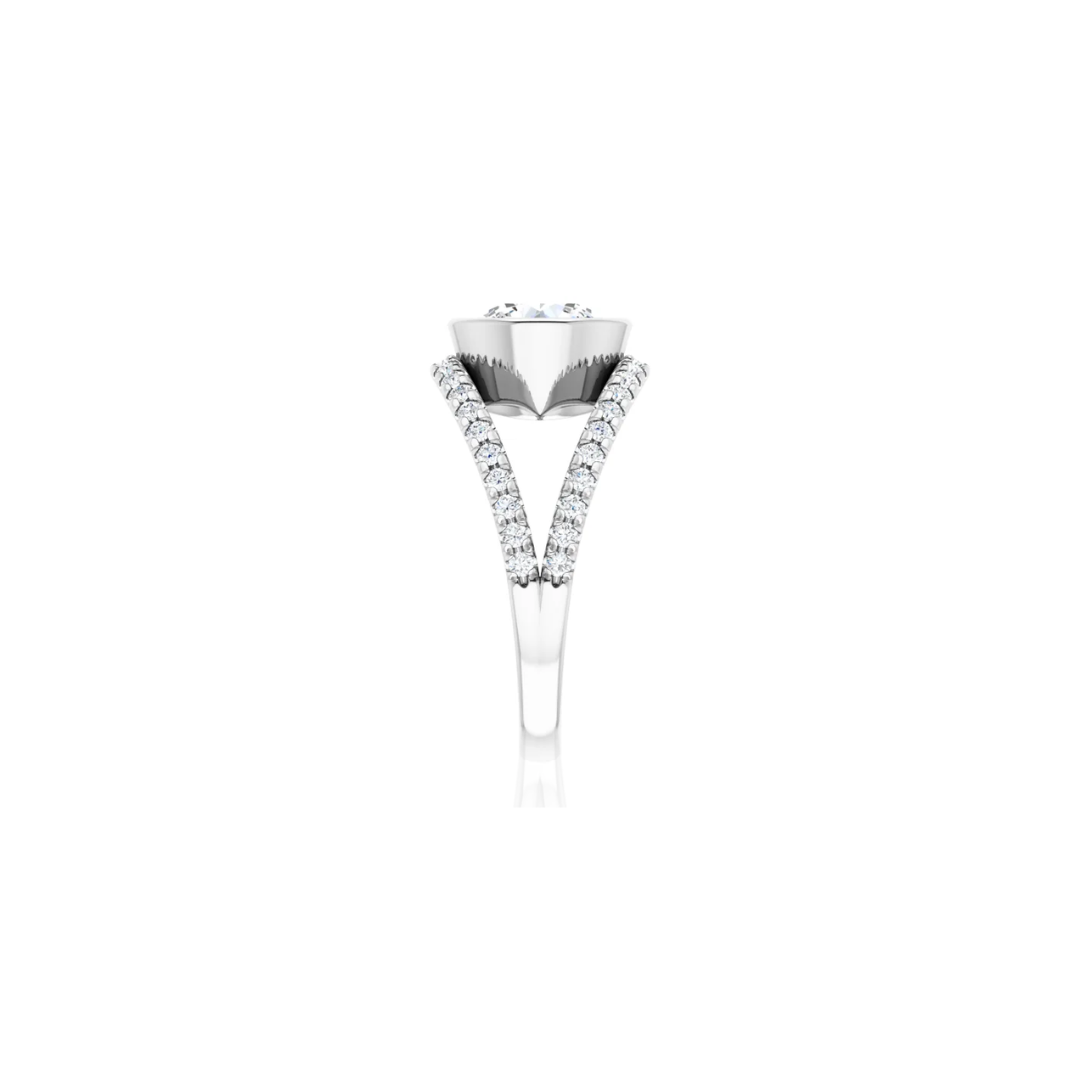 Low Set | Split Shank Bezel | Diamond Engagement Ring