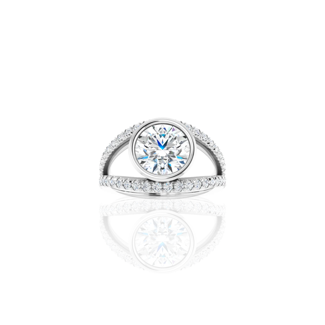 Low Set | Split Shank Bezel | Diamond Engagement Ring