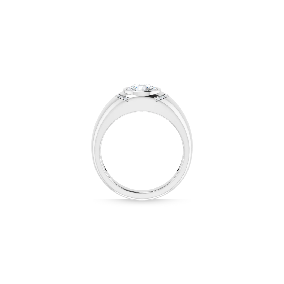 Wide Band | Half Halo | Diamond Wedding Ring