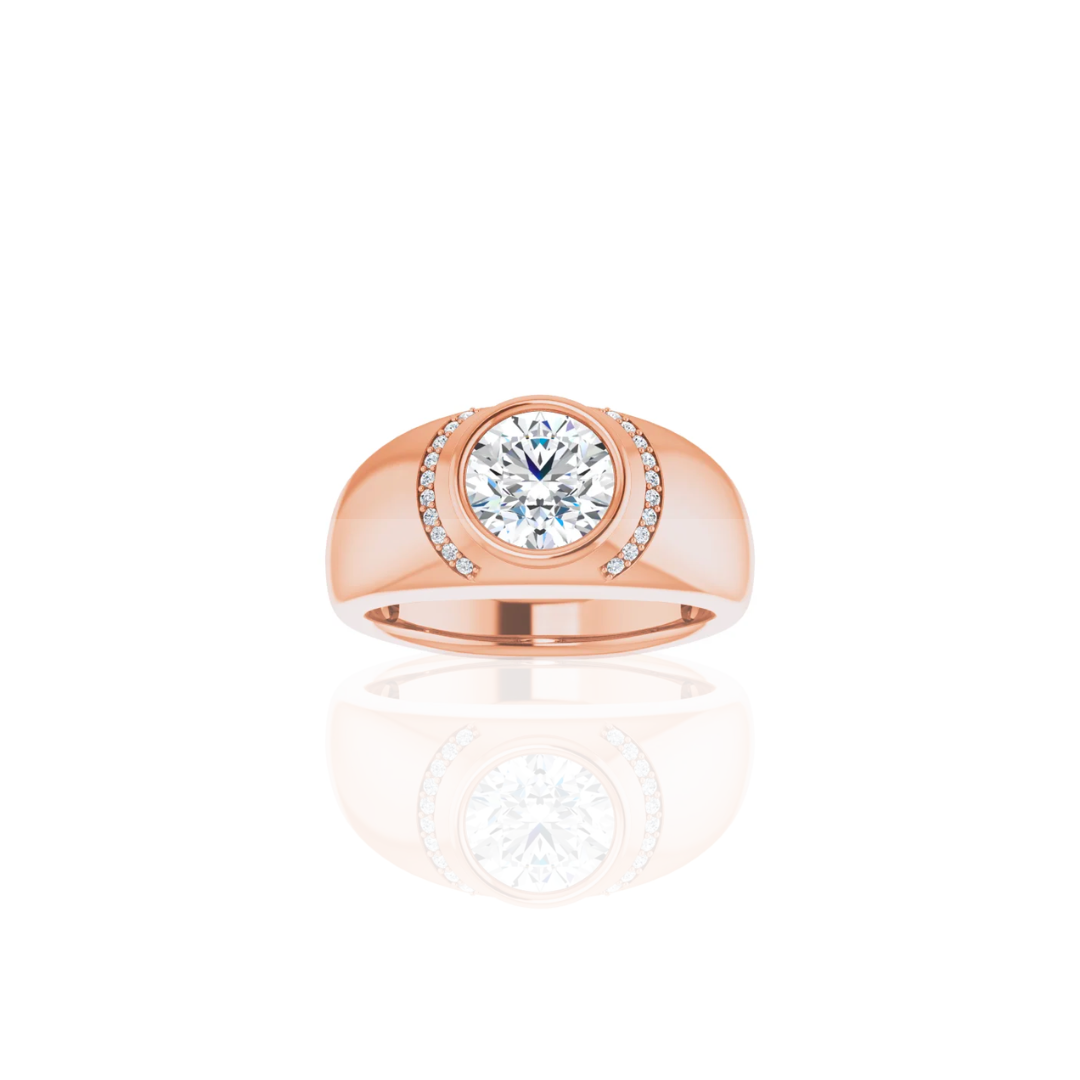 Wide Band | Half Halo | Diamond Wedding Ring