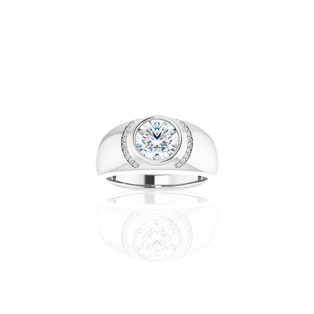Wide Band | Half Halo | Diamond Wedding Ring